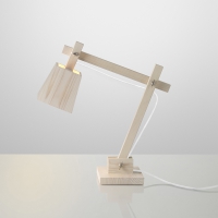 Lampe de bureau en bois - Fil blanc